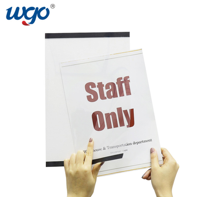 A4 210mm X 297mm Duvara Monte Tabela Tutucu ODM Şeffaf Plastik Malzeme